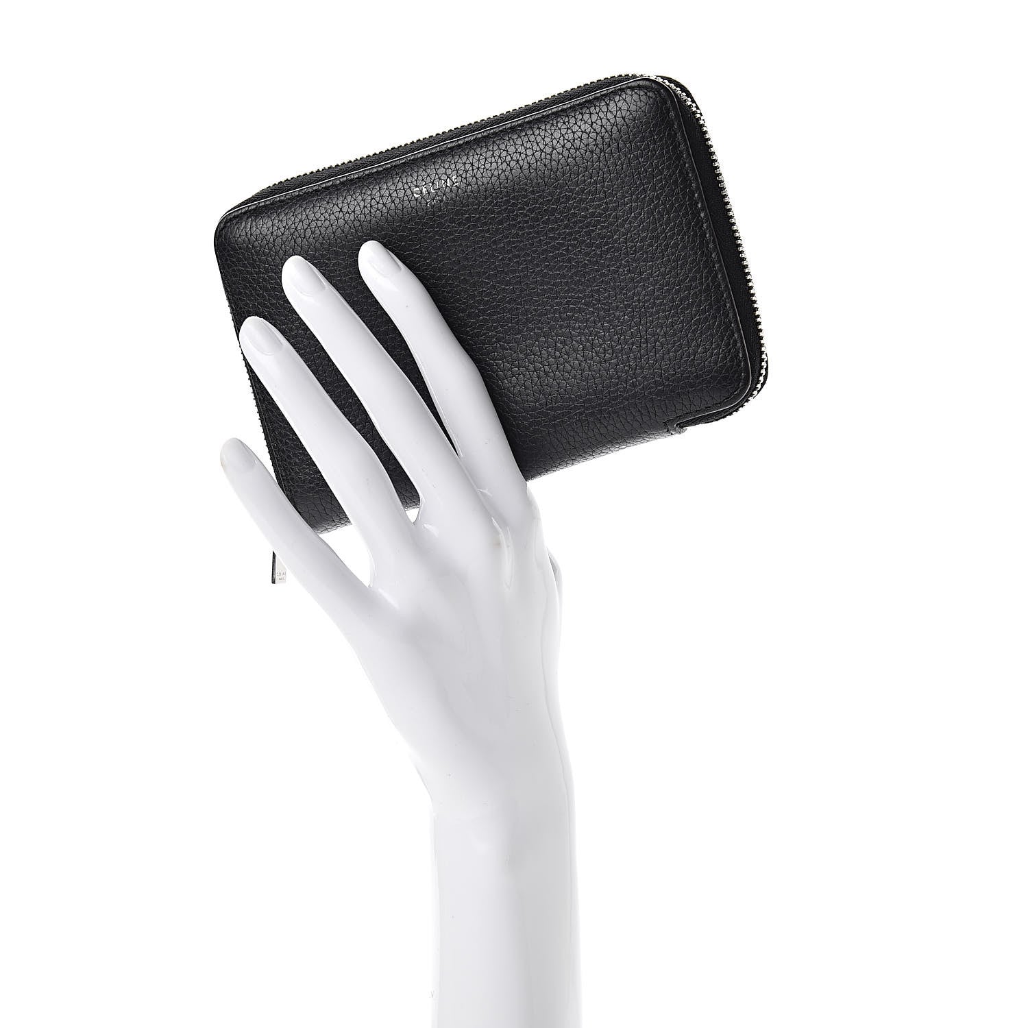 Celine Drummed Calfskin Zip Around Multifunction Wallet Black Citron 2 of 15