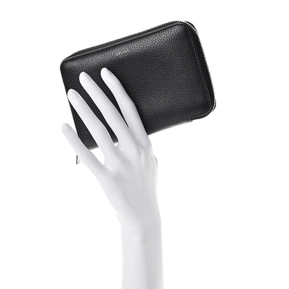 Celine Drummed Calfskin Zip Around Multifunction Wallet Black Citron 2 of 15