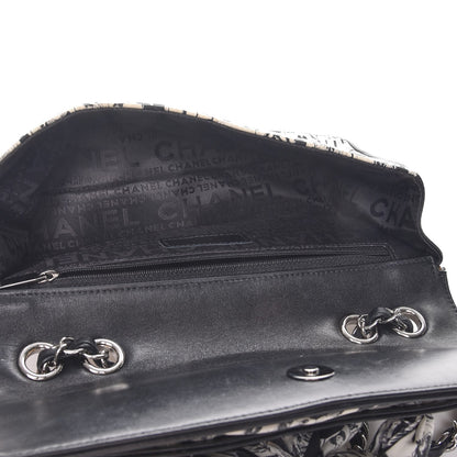 Chanel Silk Lambskin Coco Mademoiselle Scarf Flap Bag White Black 5 of 10