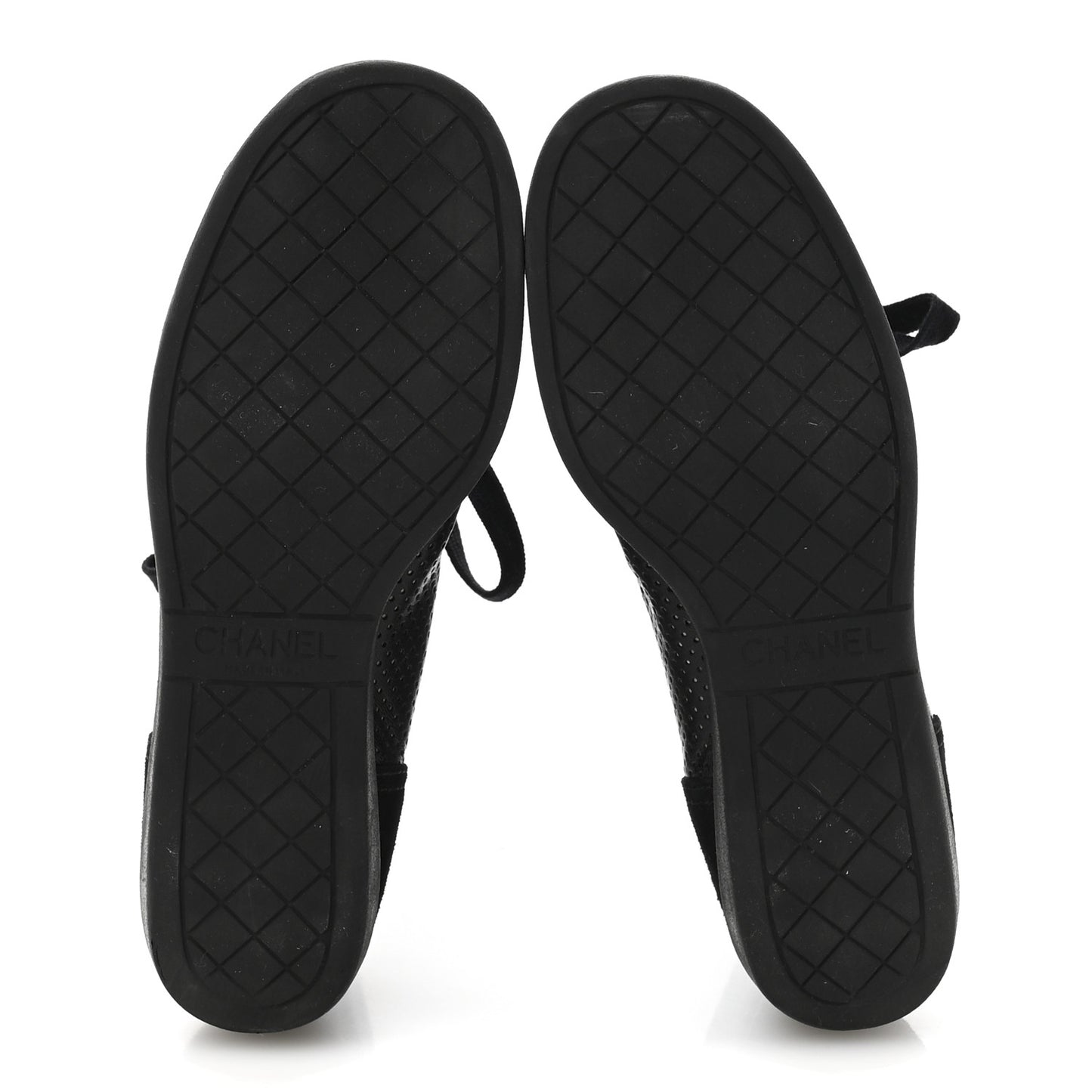 Perforated Lambskin High Top CC Sneaker Boots 36.5 Black
