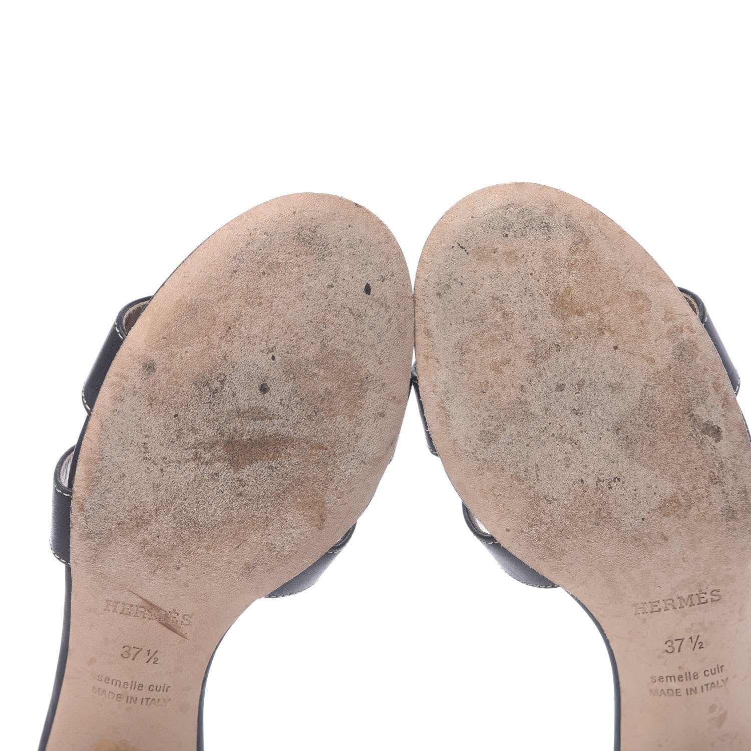 Hermes Calfskin Oasis Sandals 37.5 Black 9 of 10