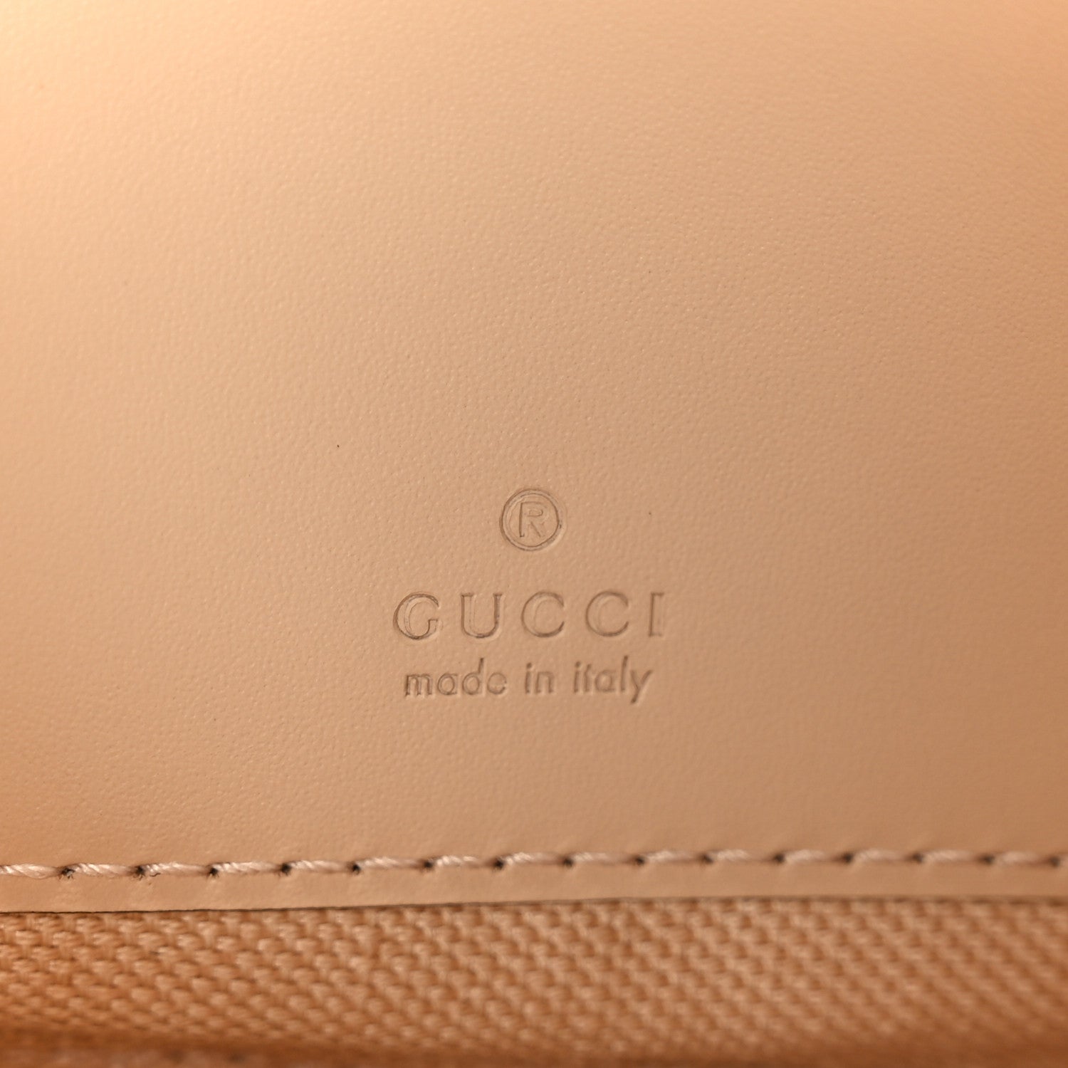 Gucci Calfskin GG Super Mini Debossed Chain Wallet Light Beige 6 of 10