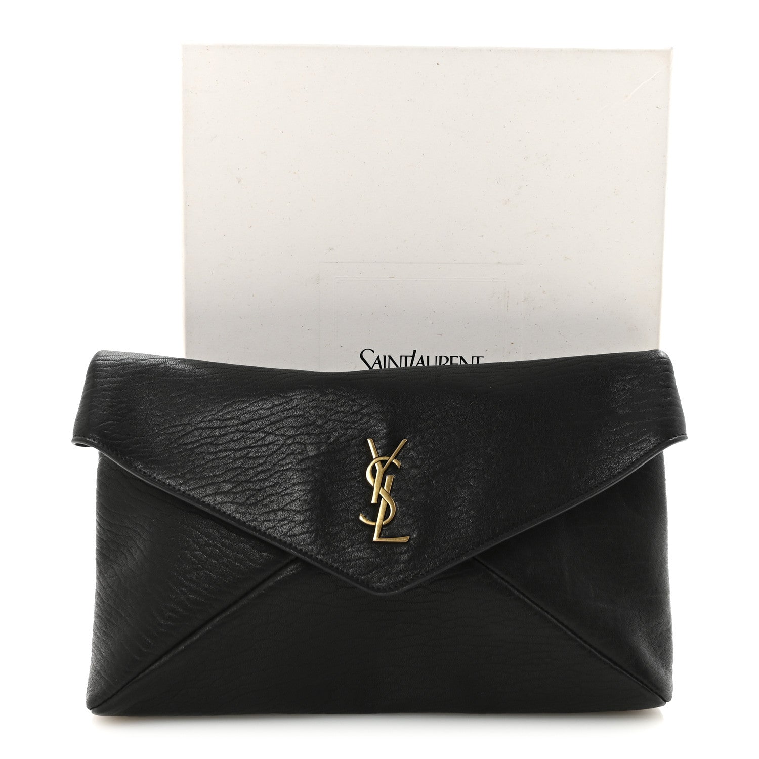 Saint Laurent Grained Lambskin Large Cassandre Envelope Pouch Black 7 of 7