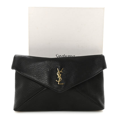 Saint Laurent Grained Lambskin Large Cassandre Envelope Pouch Black 7 of 7