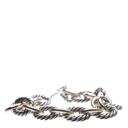 David Yurman Sterling Silver 18K Yellow Gold 12mm Large Oval Link Bracelet 1 of 4