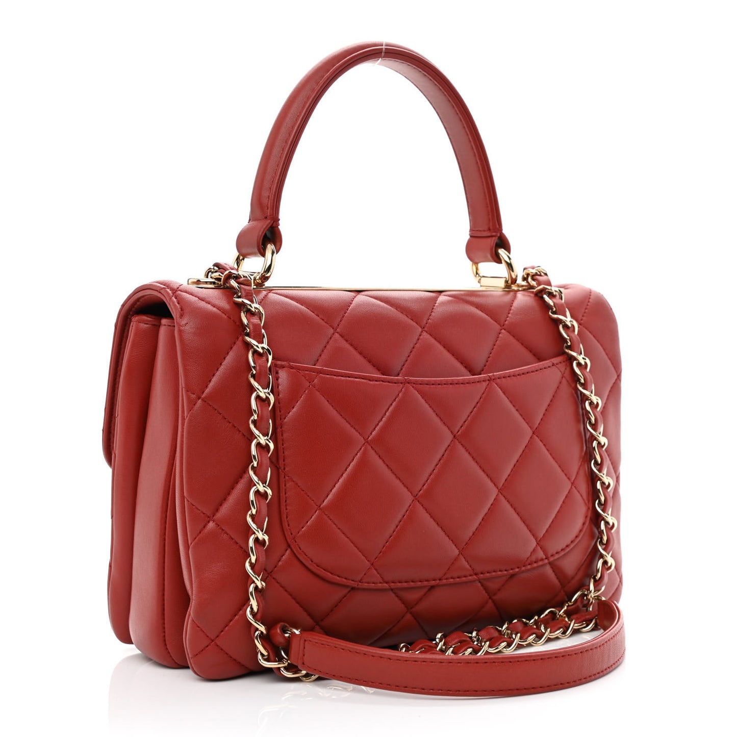 Lambskin Quilted Small Trendy CC Flap Dual Handle Bag Red