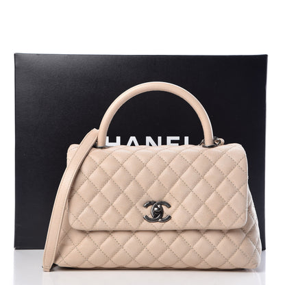 Chanel Caviar Quilted Small Coco Handle Flap Light Beige 10 of 10