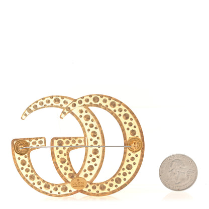 Gucci Resin Crystal GG Brooch Gold 2 of 4