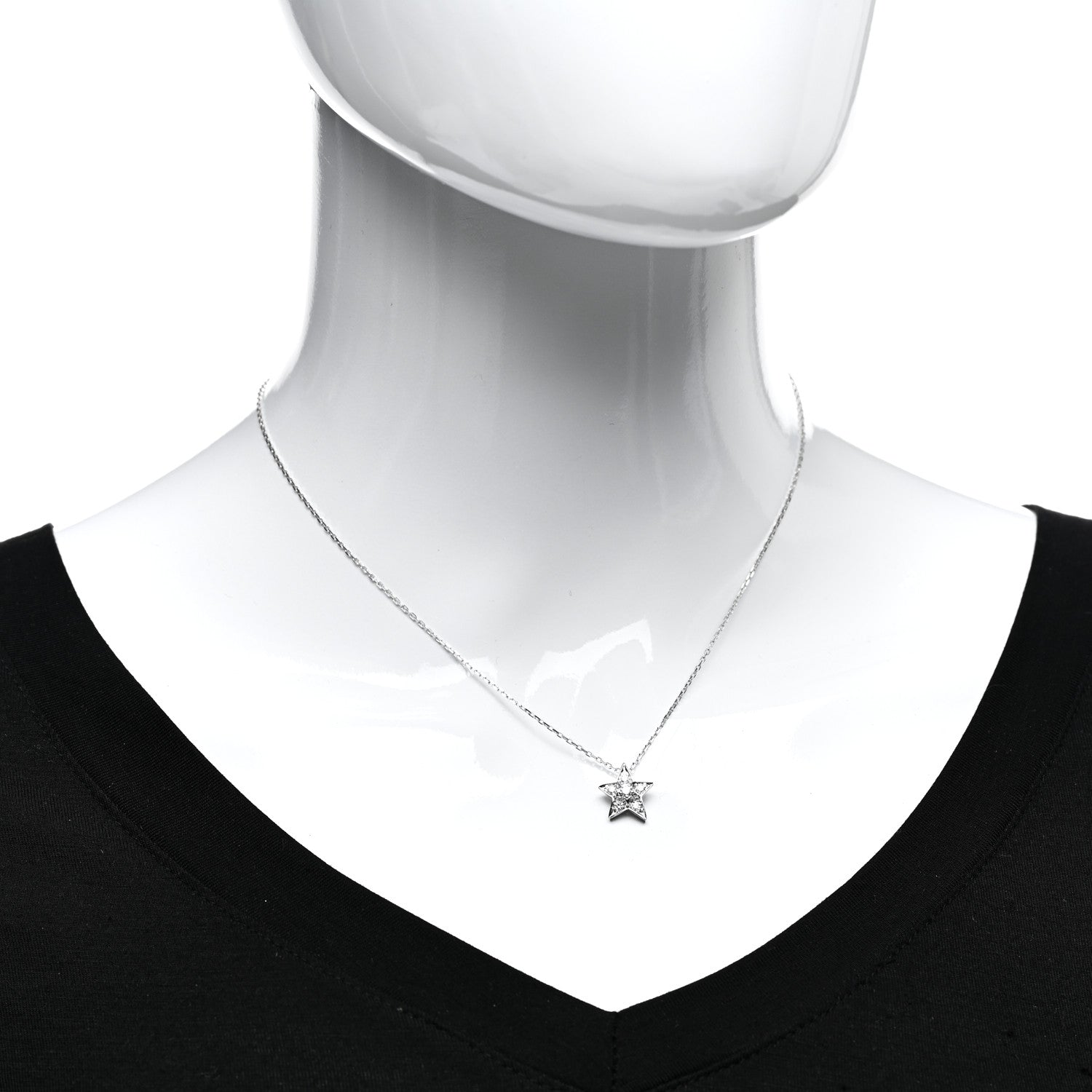 Chanel 18K White Gold Diamond Small Comete Geode Pendant Necklace 2 of 4