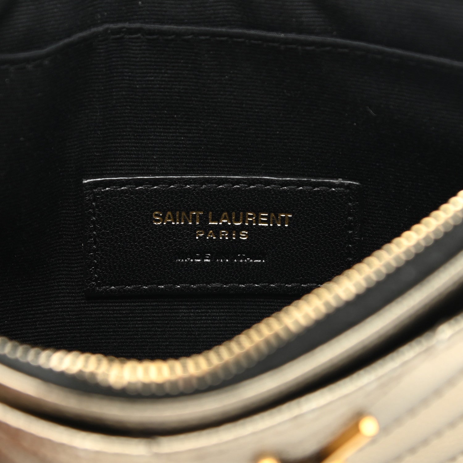 Saint Laurent Metallic Grain De Poudre Matelasse Chevron Monogram Bill Pouch Piombo 6 of 13