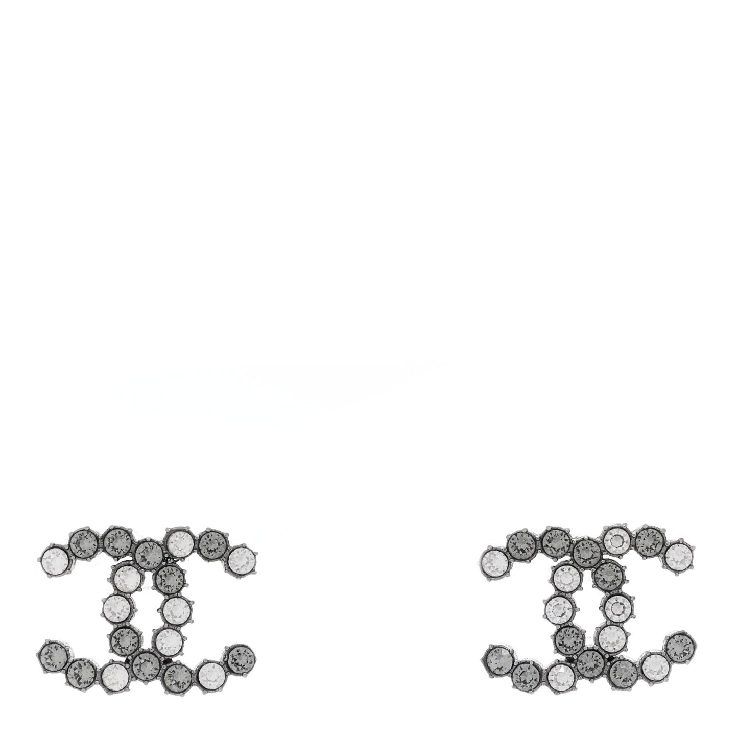 Ruthenium CHANEL Crystal Studded CC Earrings