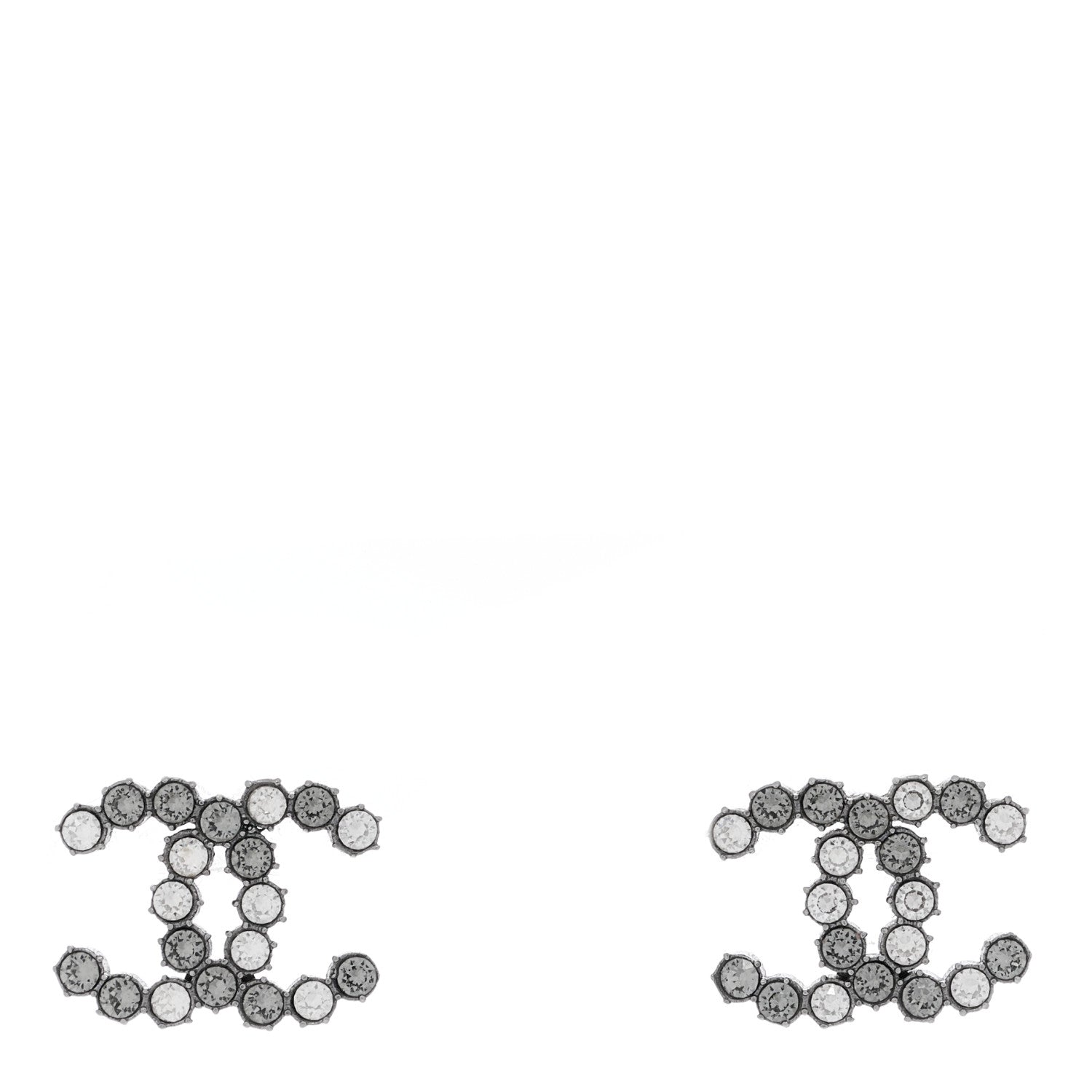 Chanel Ruthenium CHANEL Crystal Studded CC Earrings 1 of 4