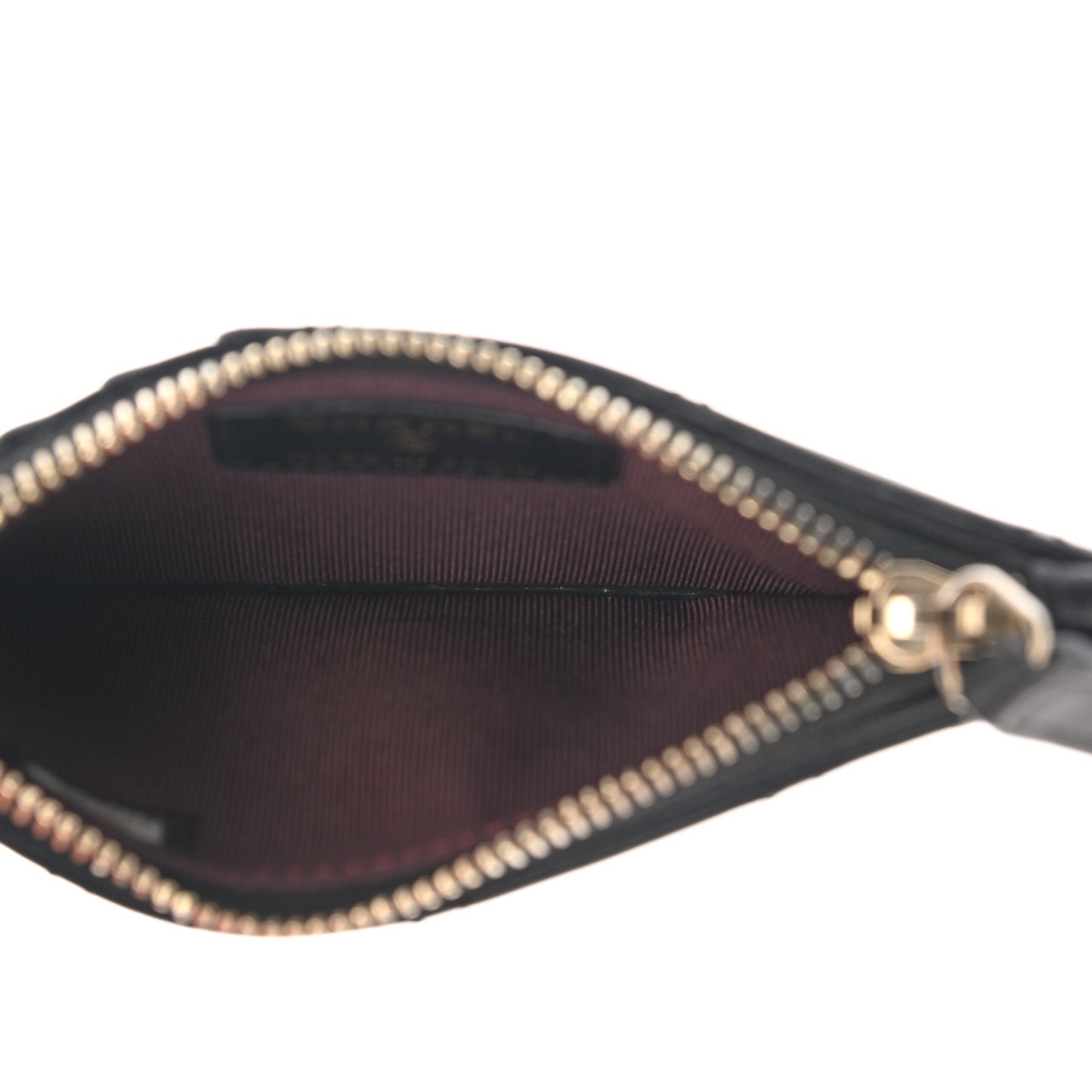 Lambskin Quilted Flap Zip Card Holder Black