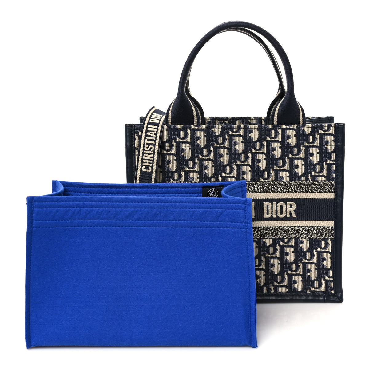 Christian Dior Oblique Calfskin Small Book Tote With Strap Blue Multicolor 2 of 10