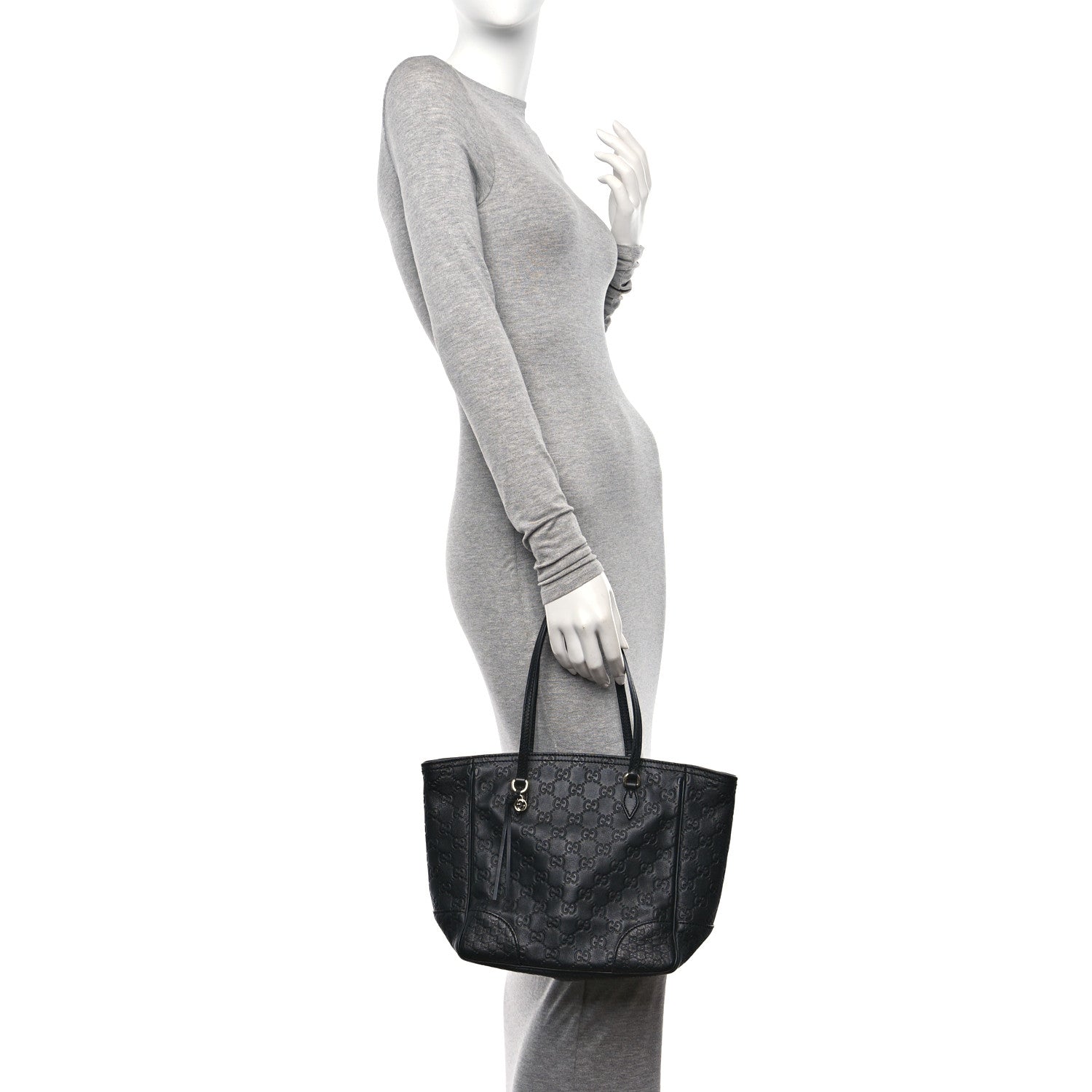 Gucci Guccissima Small Bree Zippered Tote Black 2 of 10
