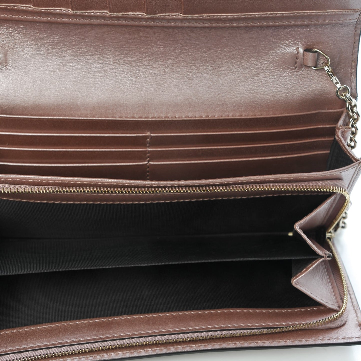 Microguccissima Signature Chain Wallet Rose Beige