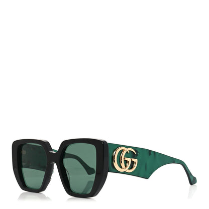 Gucci Acetate Square Frame Sunglasses GG0956S Green Black 1 of 7