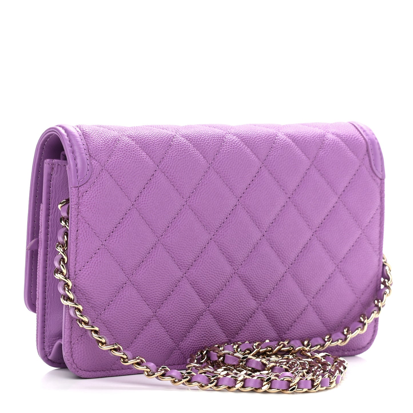 Caviar Quilted CC Filigree Wallet On Chain WOC Purple