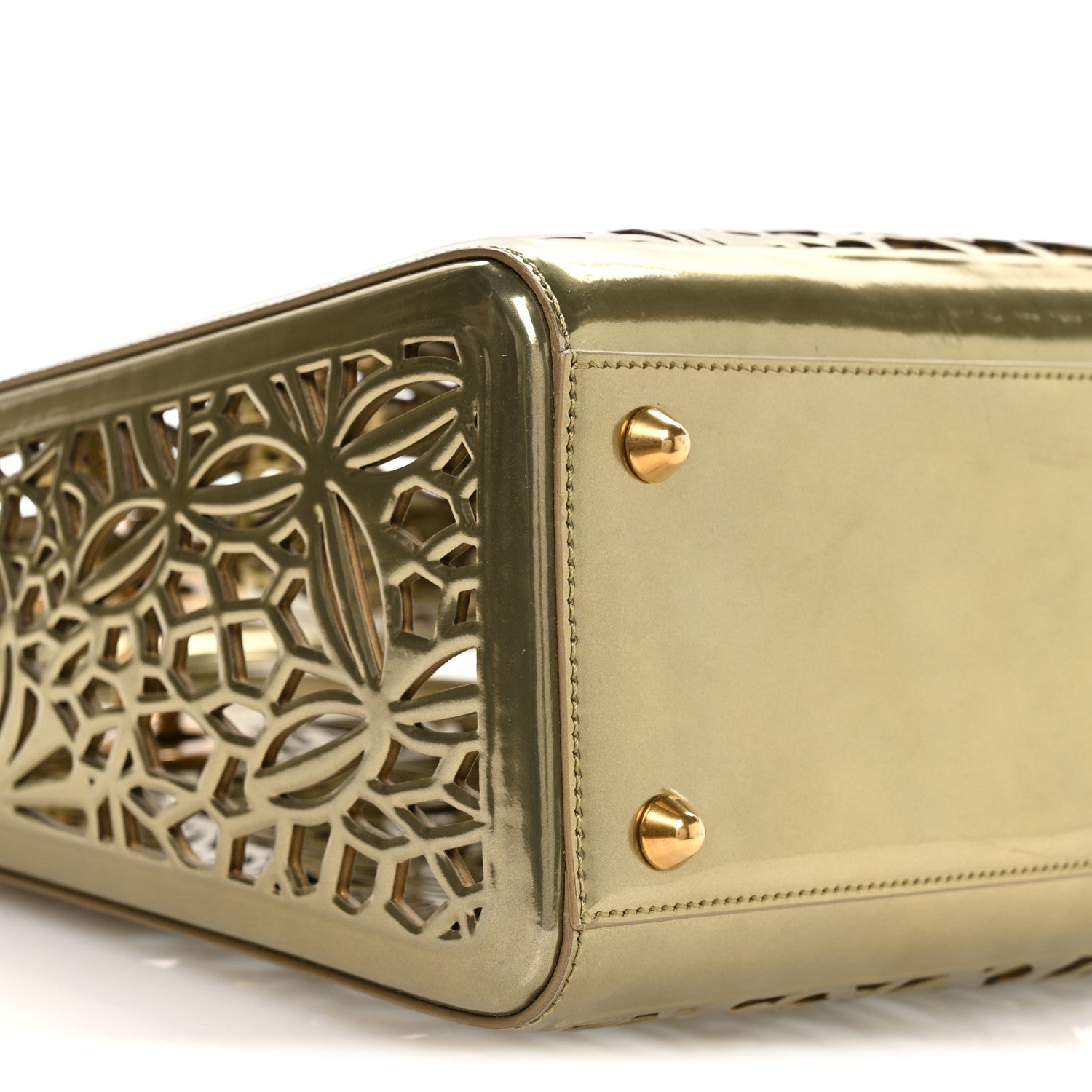 Christian Dior X DAVID WISEMAN Metallic Calfskin Laser Cut Large Lady Dior Gold 10 of 11