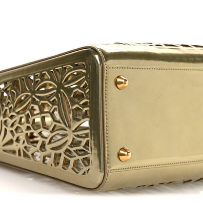 Christian Dior X DAVID WISEMAN Metallic Calfskin Laser Cut Large Lady Dior Gold 10 of 11