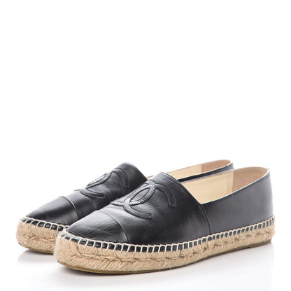 Chanel Lambskin CC Espadrilles 38 Black 3 of 14
