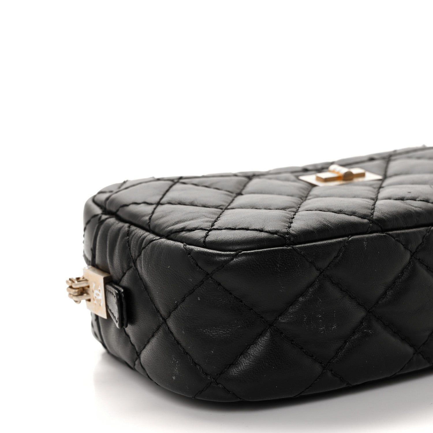 Chanel Aged Calfskin Quilted Mini Reissue Camera Case Black 8 of 9