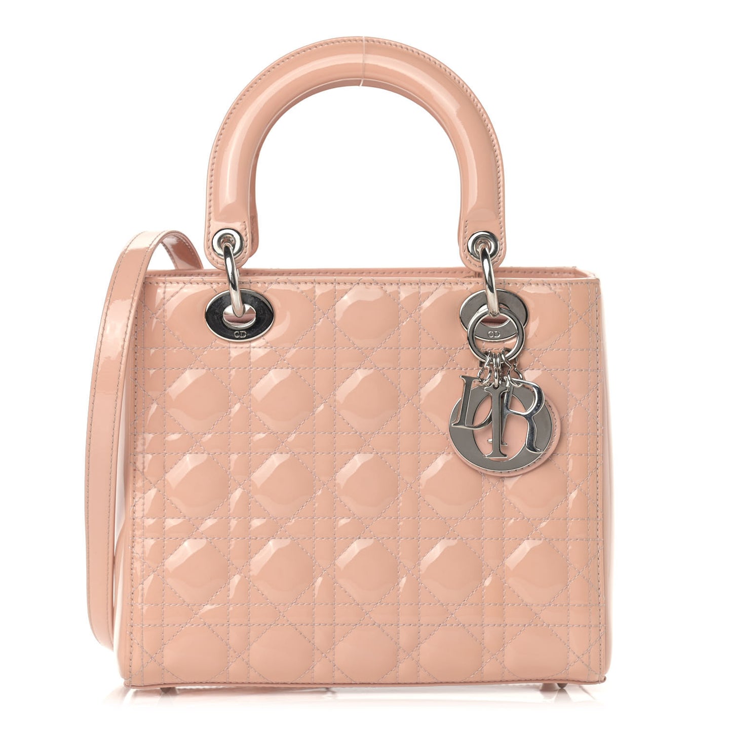 Patent Cannage Medium Lady Dior Light Pink