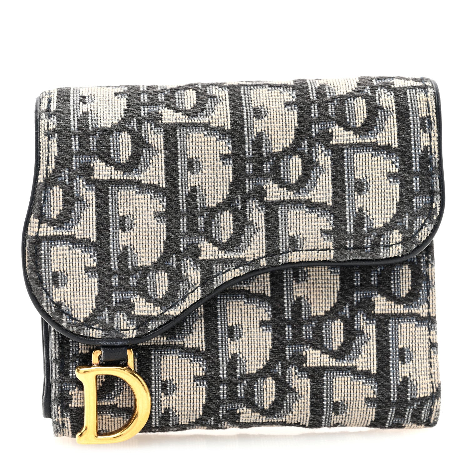 Christian Dior Oblique Saddle Lotus Wallet Blue 1 of 7