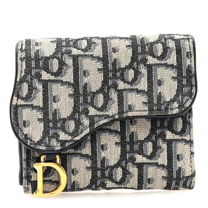 Christian Dior Oblique Saddle Lotus Wallet Blue 1 of 7