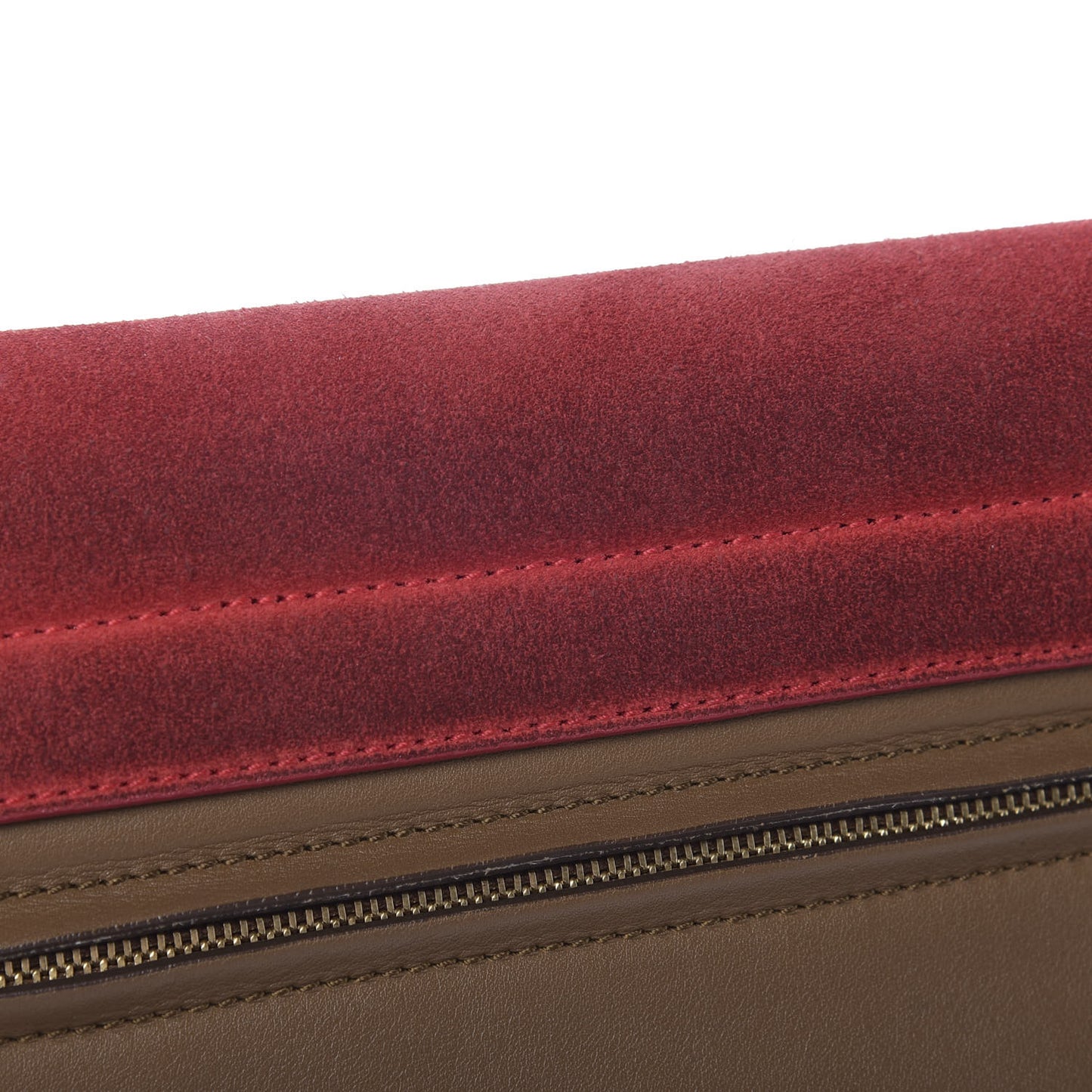 Smooth Calfskin Suede Medium Tri-Color Trapeze Vermillion