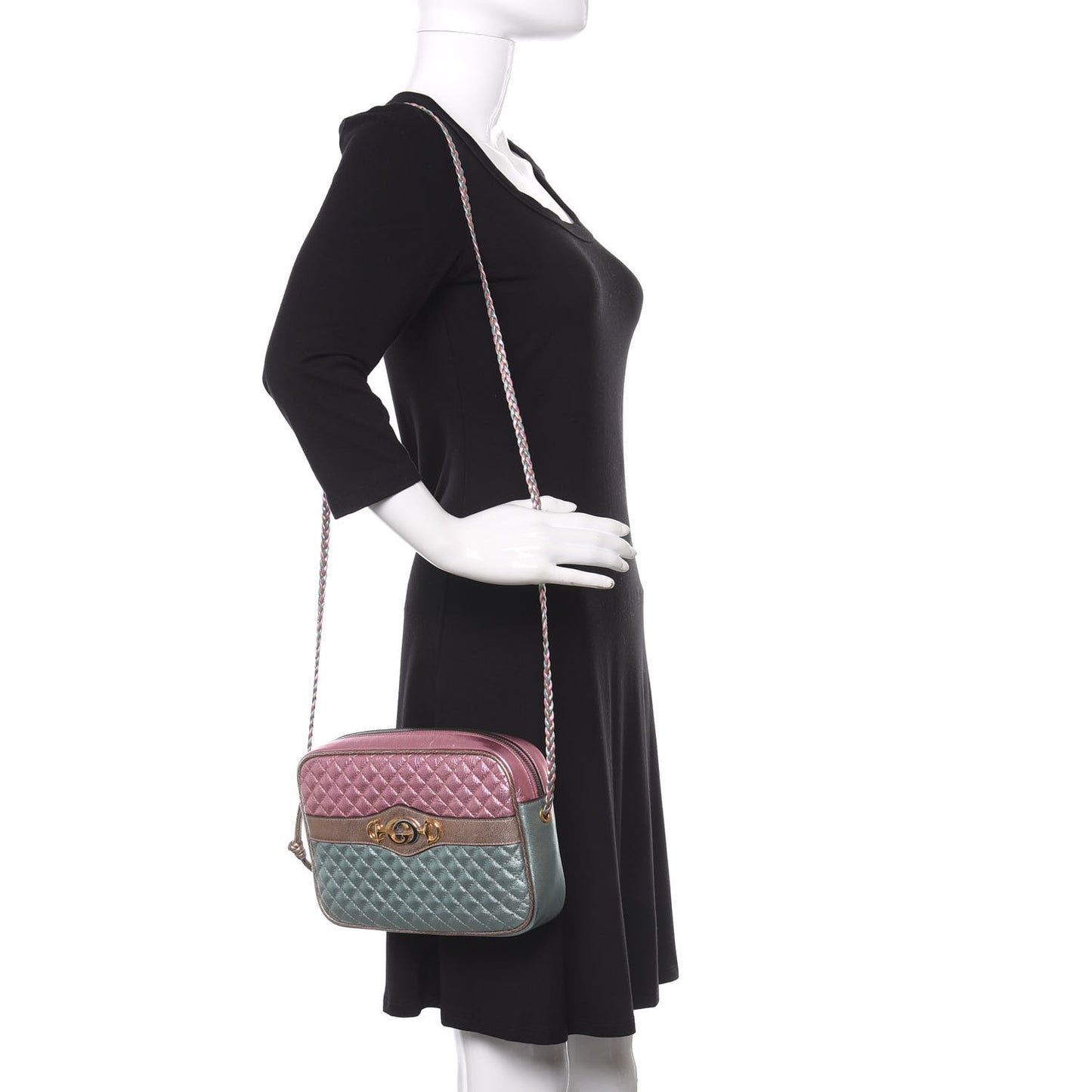 Laminated Nappa Trapuntata Small Zumi Shoulder Bag Rosa Lago Rame