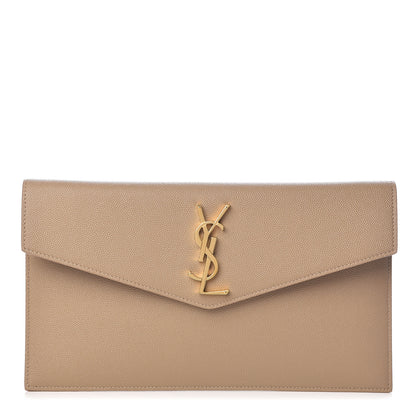 Saint Laurent Grain De Poudre Uptown Pouch Dark Latte 1 of 8