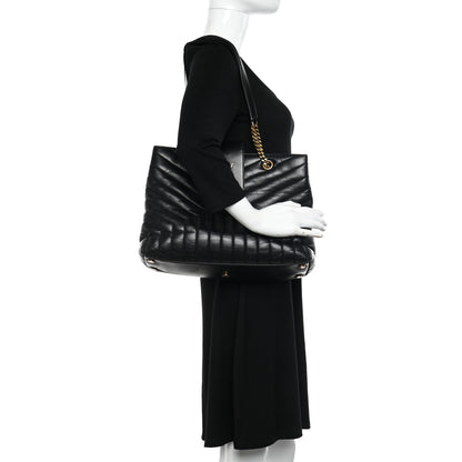 Saint Laurent Calfskin Y Quilted Monogram Large Loulou Shopper Black 2 of 13