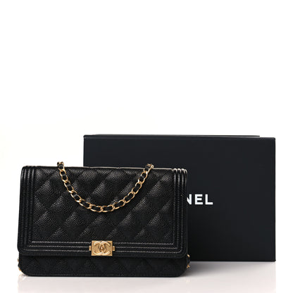 Chanel Caviar Quilted Boy Wallet On Chain WOC Black 11 of 11