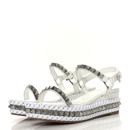 Christian Louboutin Calfskin Bianco Pyraclou 60 Platform Sandals 38 White Silver 3 of 7