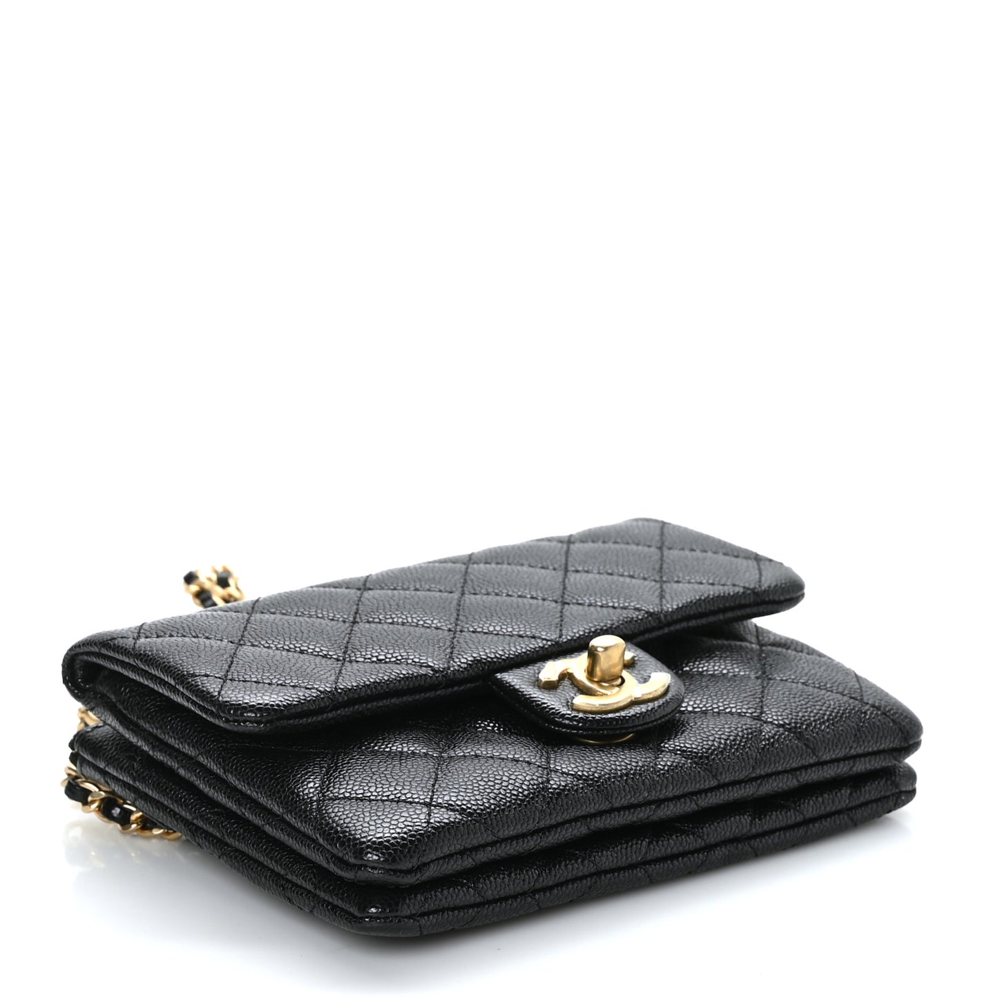 Shiny Caviar Pick Me Up Flap Belt Bag Black