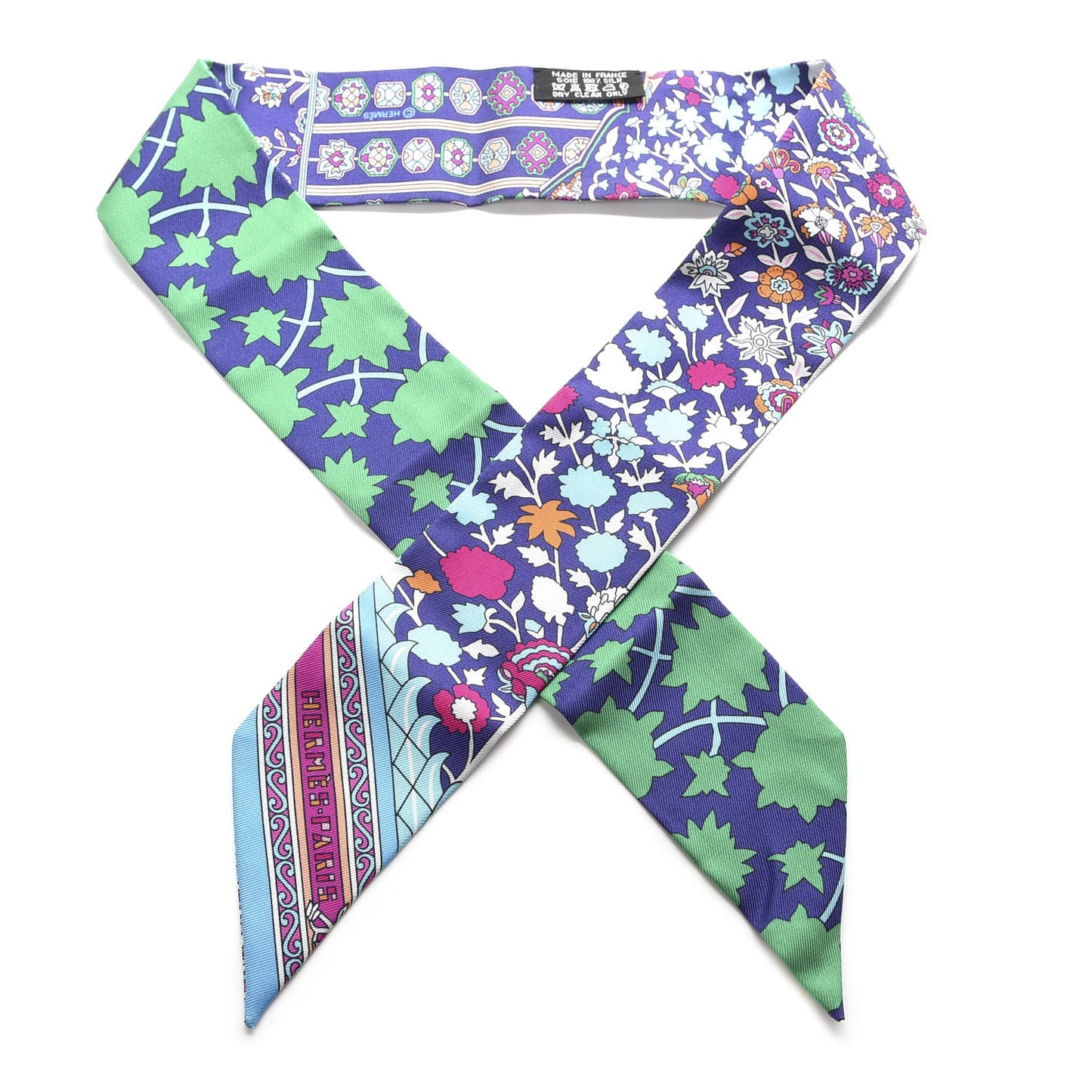 Silk Tapis Persans Twilly Vert Bleu Fuchsia
