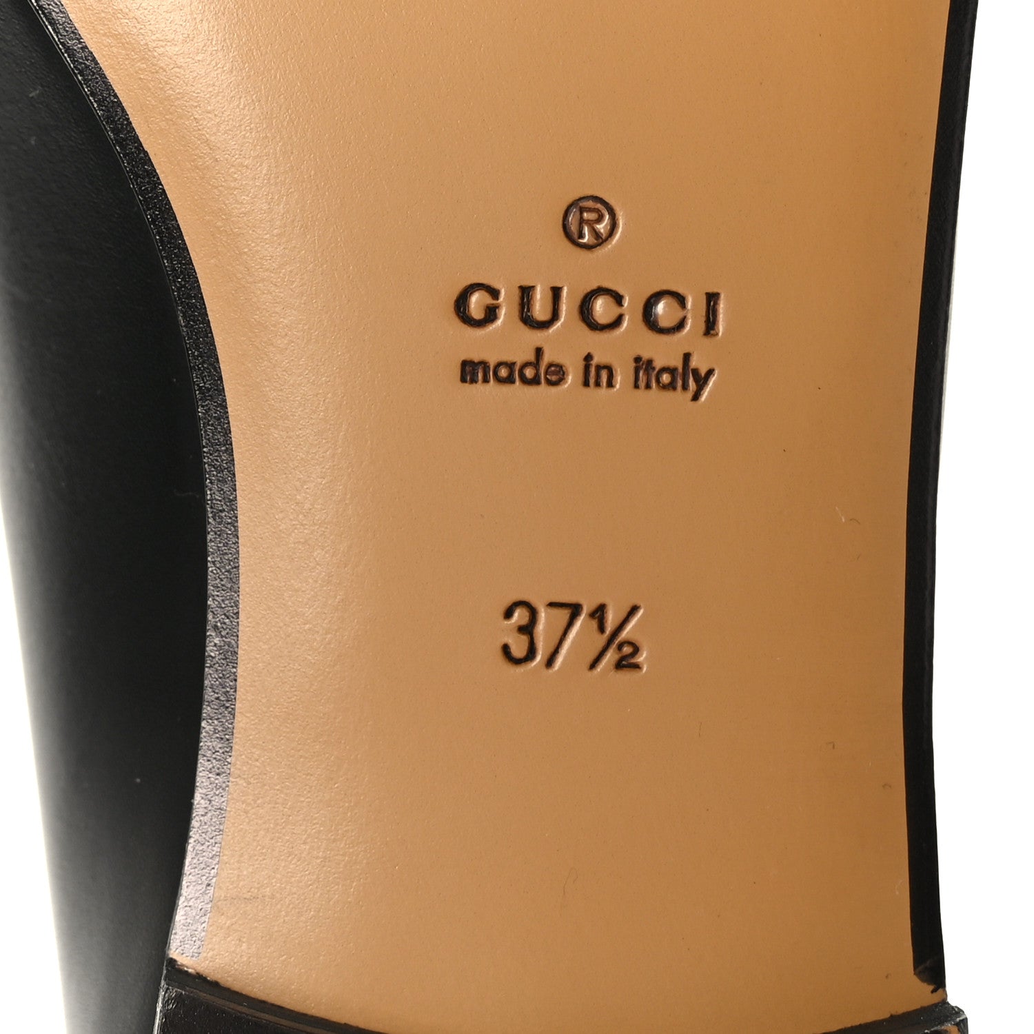Gucci Calfskin Womens Jordaan Loafers 37.5 Black 7 of 9