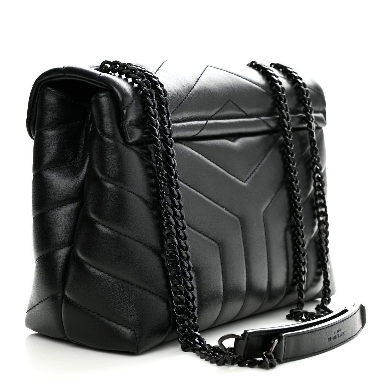 Saint Laurent Calfskin Y Quilted Monogram Monochrome Small Loulou Chain Satchel Black 3 of 13