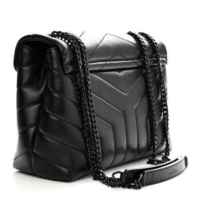 Saint Laurent Calfskin Y Quilted Monogram Monochrome Small Loulou Chain Satchel Black 3 of 13