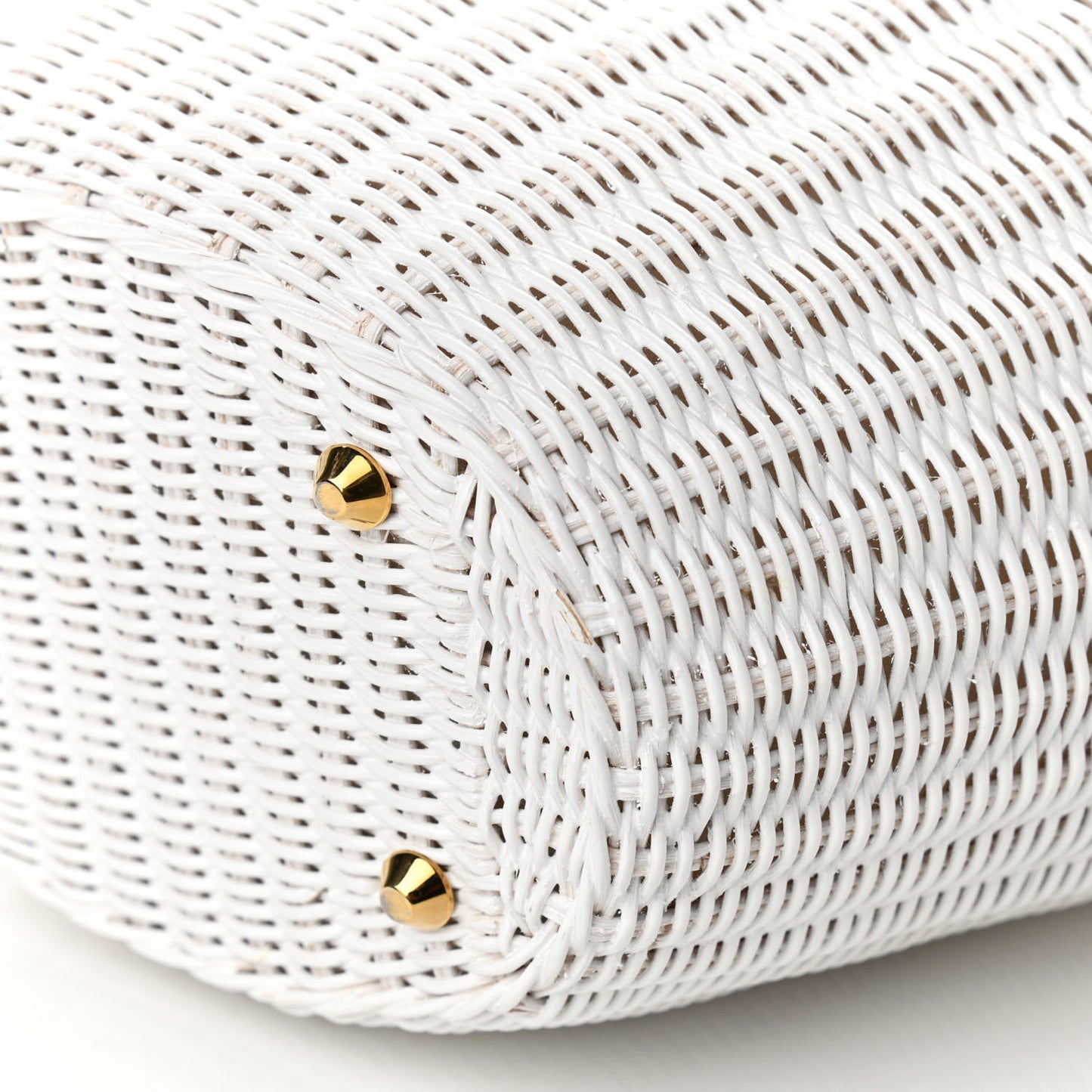 Wicker Canvas Shoulder Bag White