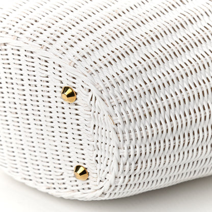 Prada Wicker Canvas Shoulder Bag White 39 of 41