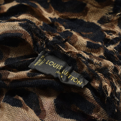 Louis Vuitton Cashmere Silk Leopard Etole Stole Marron 5 of 7