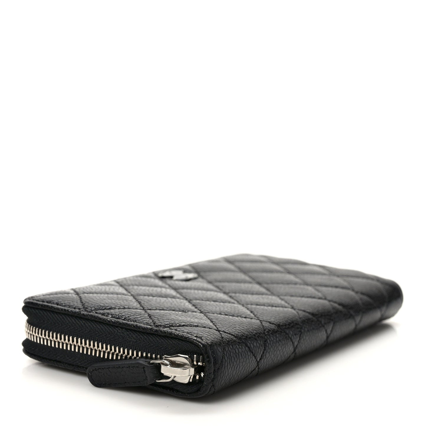 Caviar Quilted Incognito Large Gusset Zip Around Wallet Black