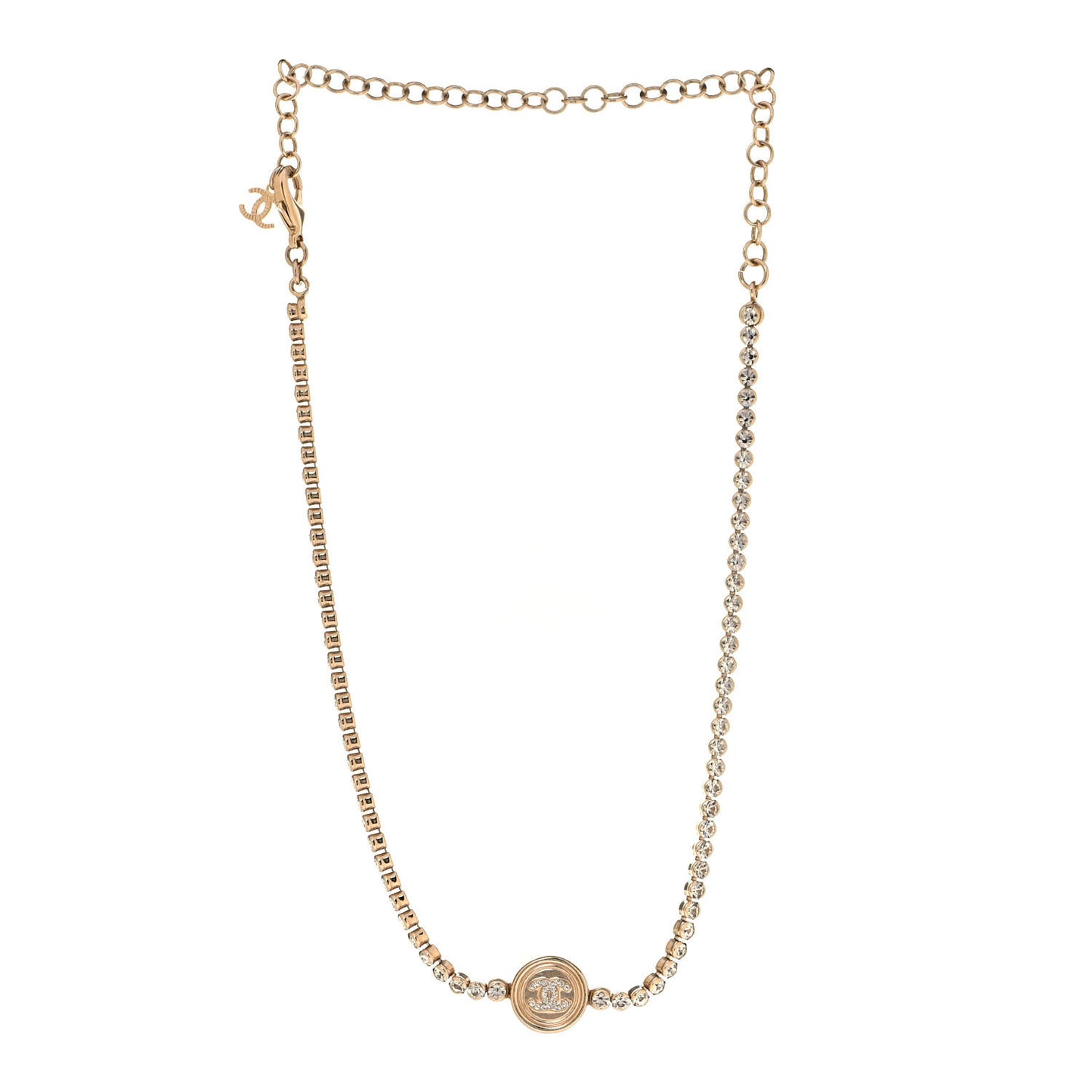 Crystal CC Chain Short Necklace Gold