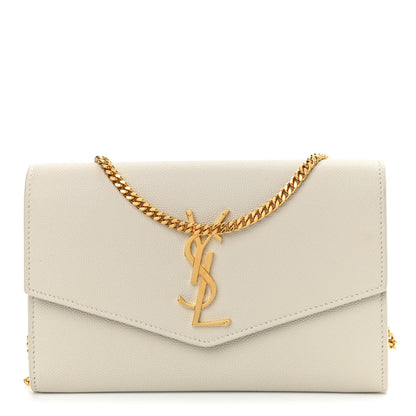 Saint Laurent Grain De Poudre Monogram Uptown Chain Wallet Crema Soft 1 of 11
