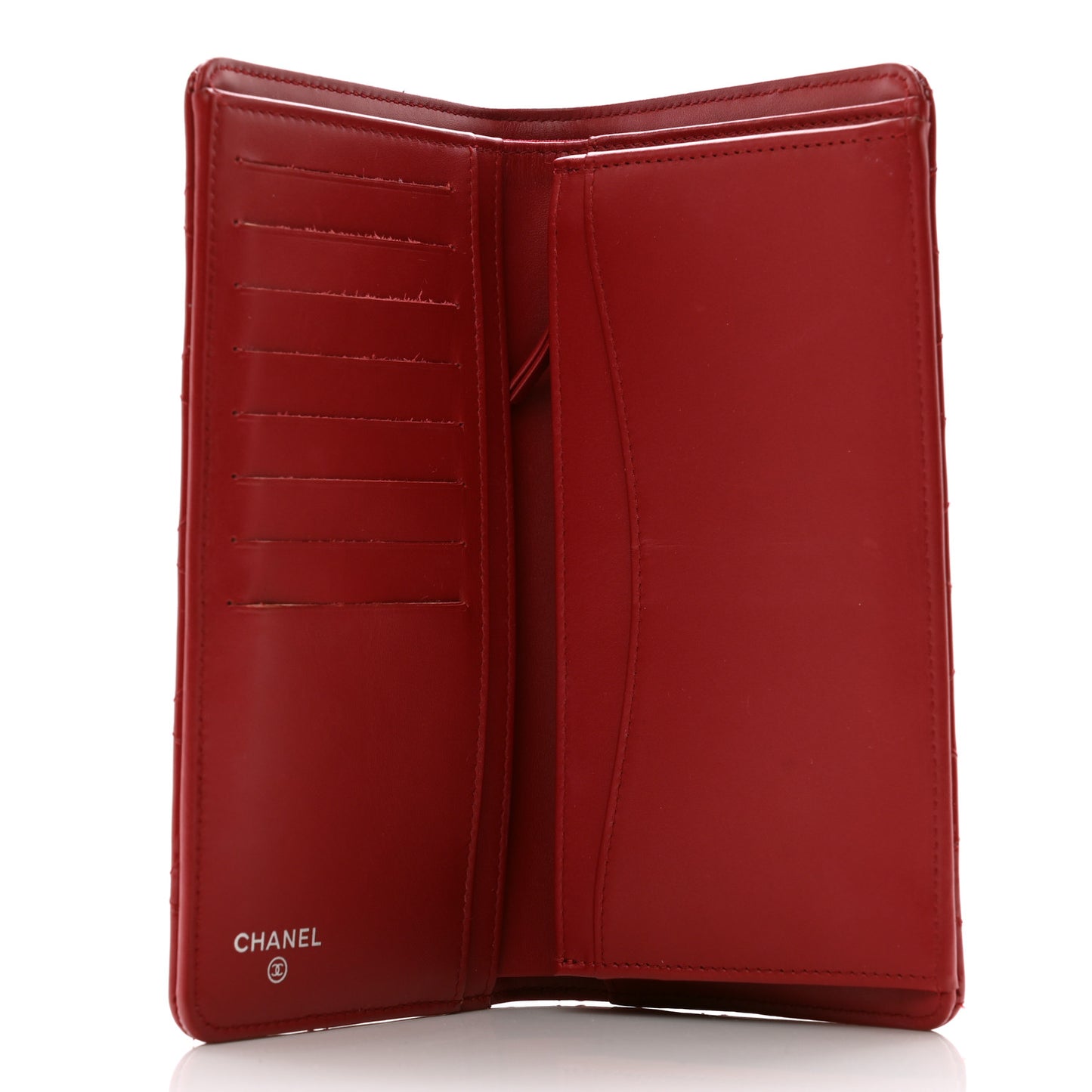 Patent Calfskin Quilted Yen Wallet Red