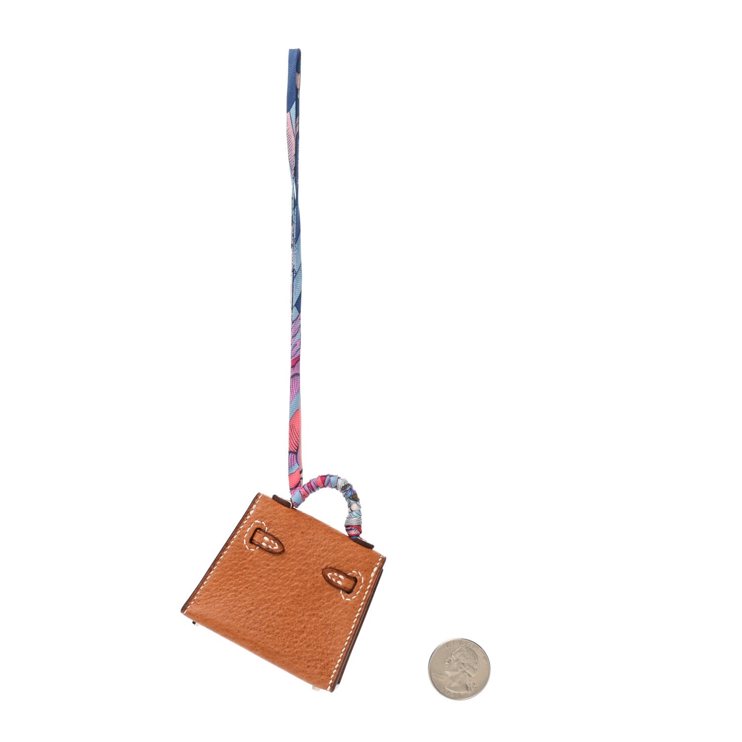 Hermes Peau Porc Mini Kelly Twilly Bag Charm Toffee Bleu 2 of 5