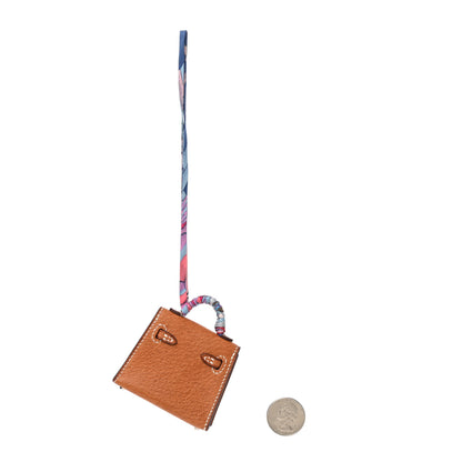 Hermes Peau Porc Mini Kelly Twilly Bag Charm Toffee Bleu 2 of 5
