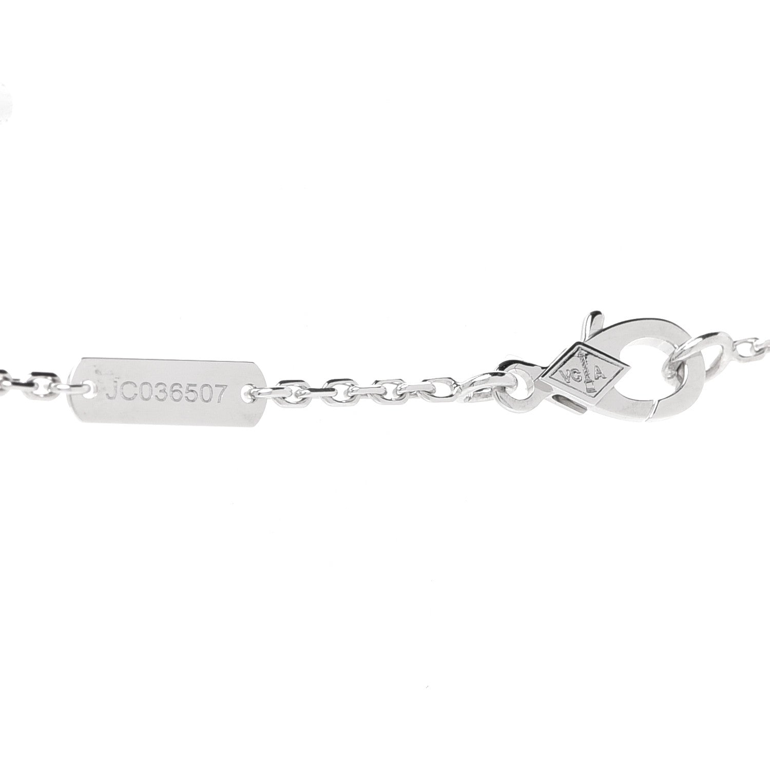 Van Cleef & Arpels 18K White Gold Diamond Guilloche Vintage Alhambra Pendant Necklace 4 of 6